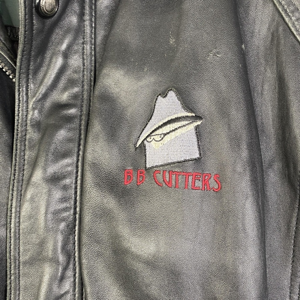 Danier Leather Jacket Mens Large Black Bomber Thinsulate Canada BB Cutters VTG - Picture 7 of 16